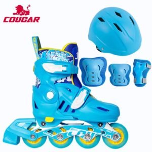 MZS887PS-QS Great Kids Skate Shoe, Full Safety kits & LED light Wheels Blue